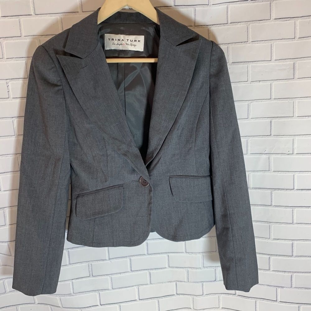 Trina Turk Single Button Grey Blazer